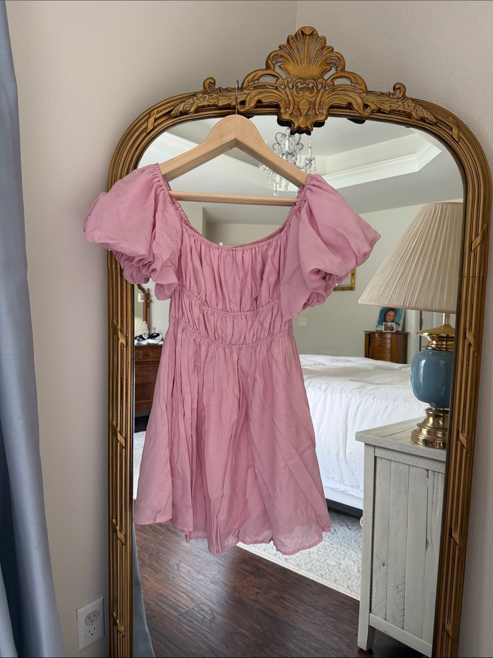 Pink Puff Sleeve Mini Dress